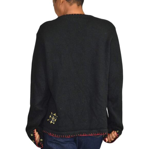 Ugly Christmas Sweater Vintage Teddy Bear Wreath Embroidery Knit Holiday Size XL - Picture 2 of 16